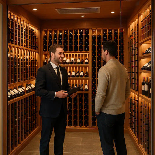 Expert wine cellar consultation with custom wood racks and Wine Guardian cooling system