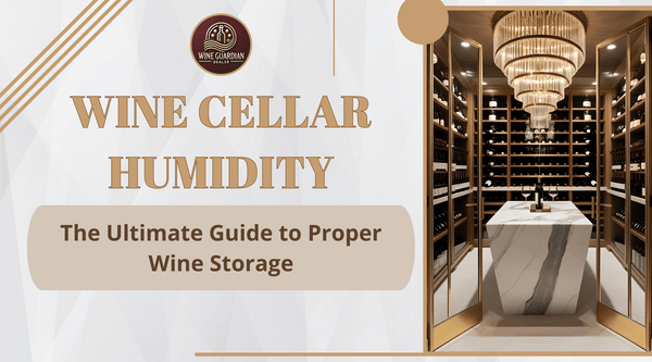 Wine cellar humidity control: glass-enclosed cellar with digital climate panel holding 50 to 70 percent RH - Wine Guardian Dealer