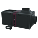 Wine Guardian D050 ducted wine cellar cooling unit, front-right view with duct collars - Wine Guardian Dealer