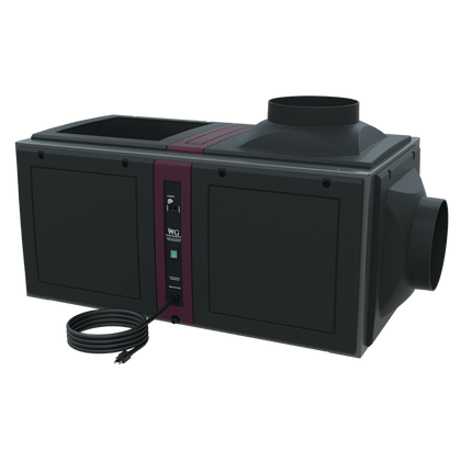 Wine Guardian D088 ducted wine cellar cooling unit, front-right view with duct collars - Wine Guardian Dealer