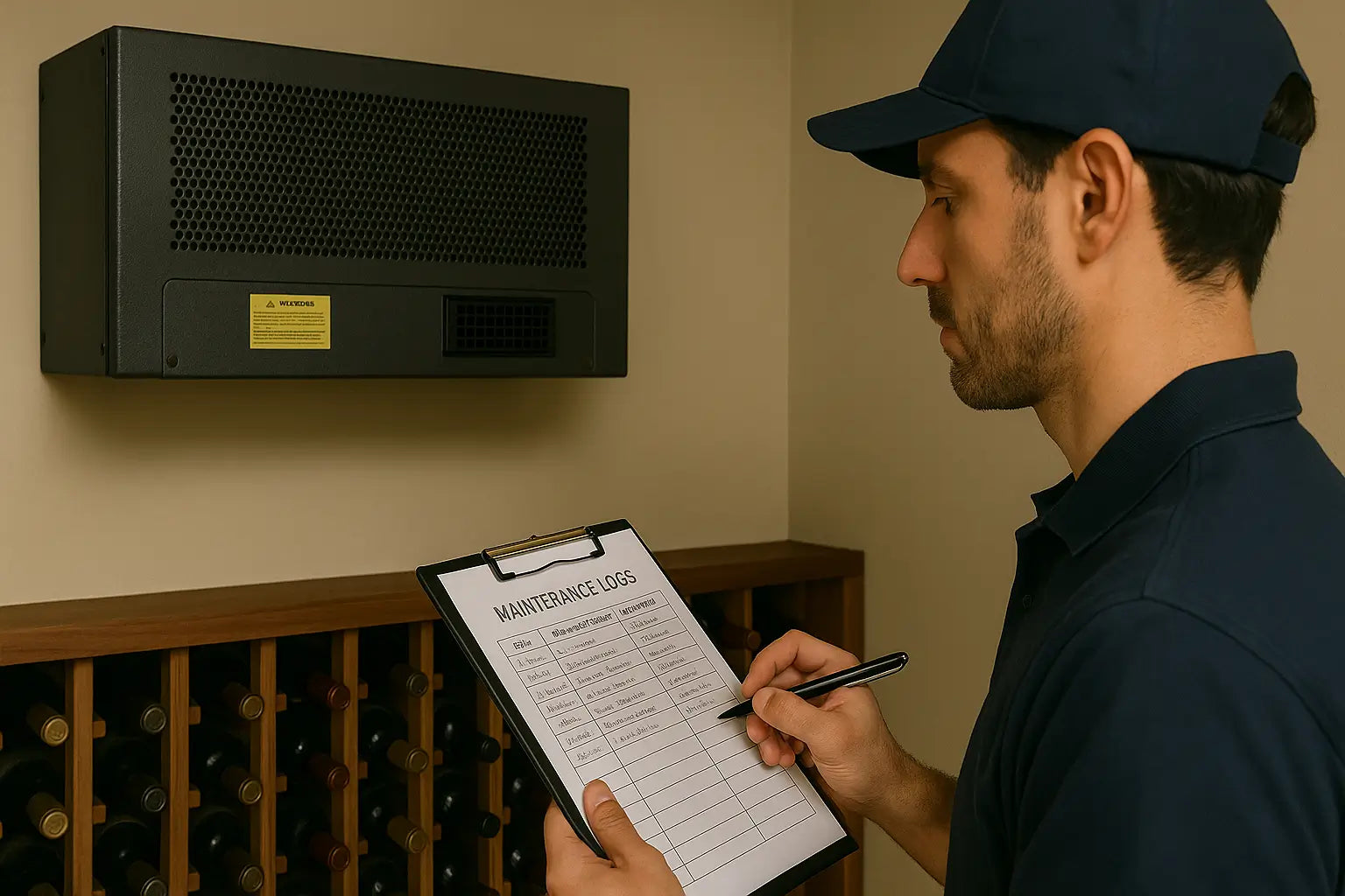 Older wine cooling system under maintenance