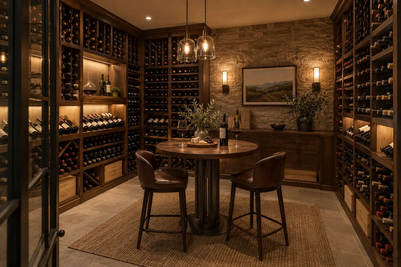 Dedicated residential wine room with tasting table, Wine Guardian Dealer