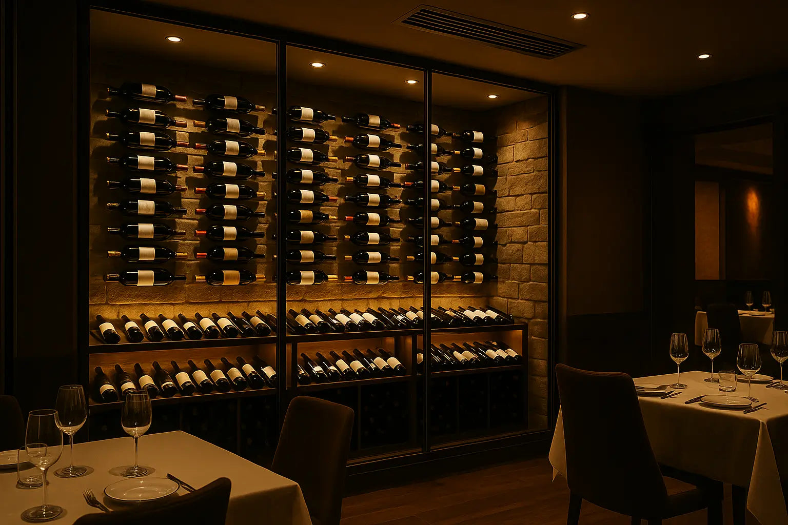 Restaurant wine room with silent cooling