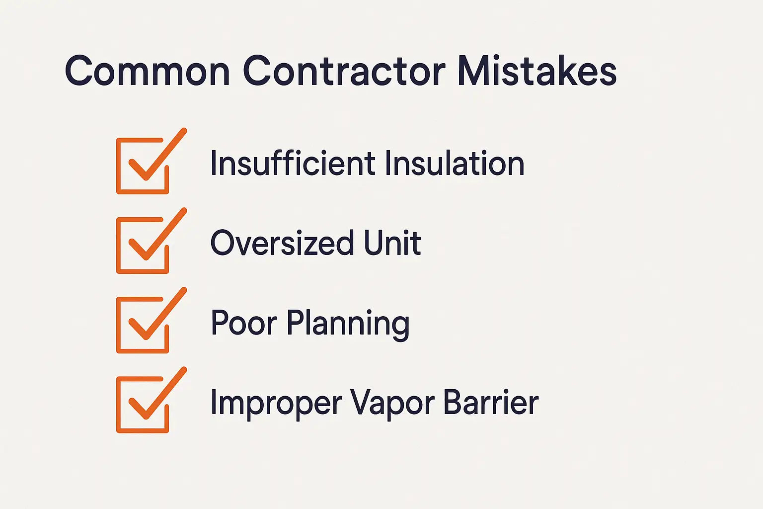 Checklist showing common wine cellar construction mistakes by contractors