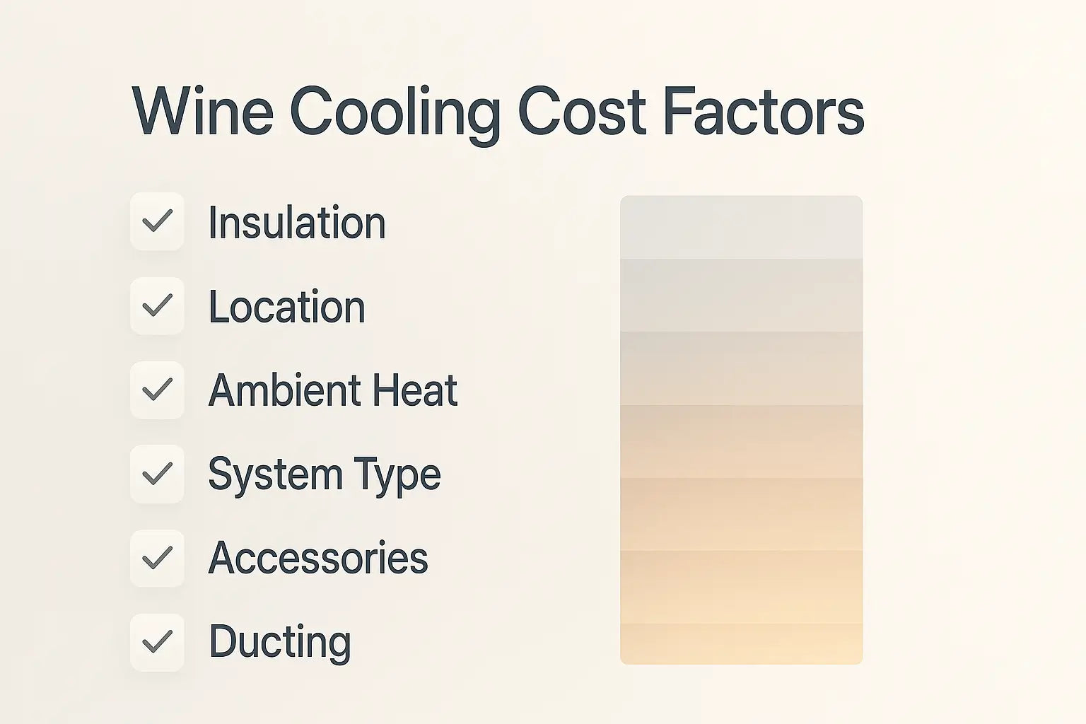 Checklist of factors that influence wine cooling system price