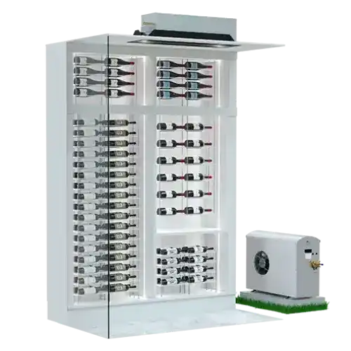 Electrical circuit breaker panel with multiple switches and a separate power box component.