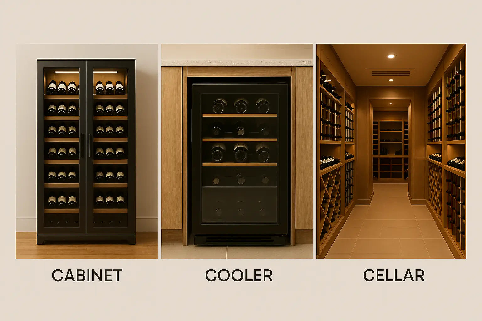 Wine cabinet vs wine cooler vs wine cellar comparison