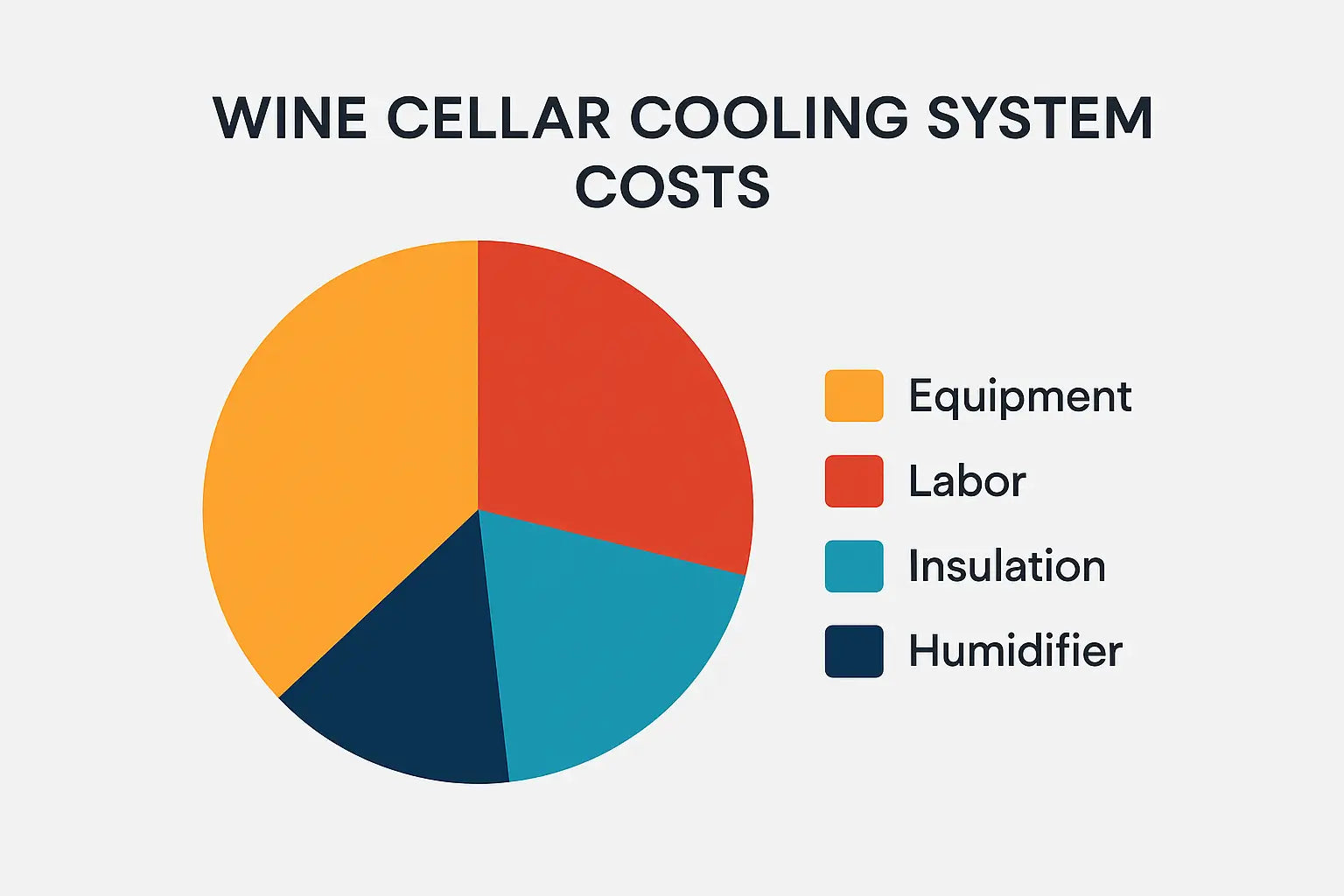 Pie chart showing cost breakdown of wine cellar cooling projects