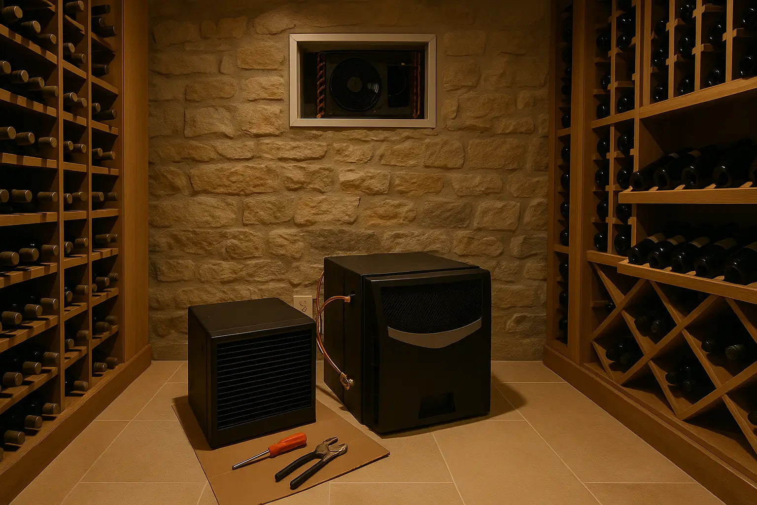 Cooling system replacement in wine cellar