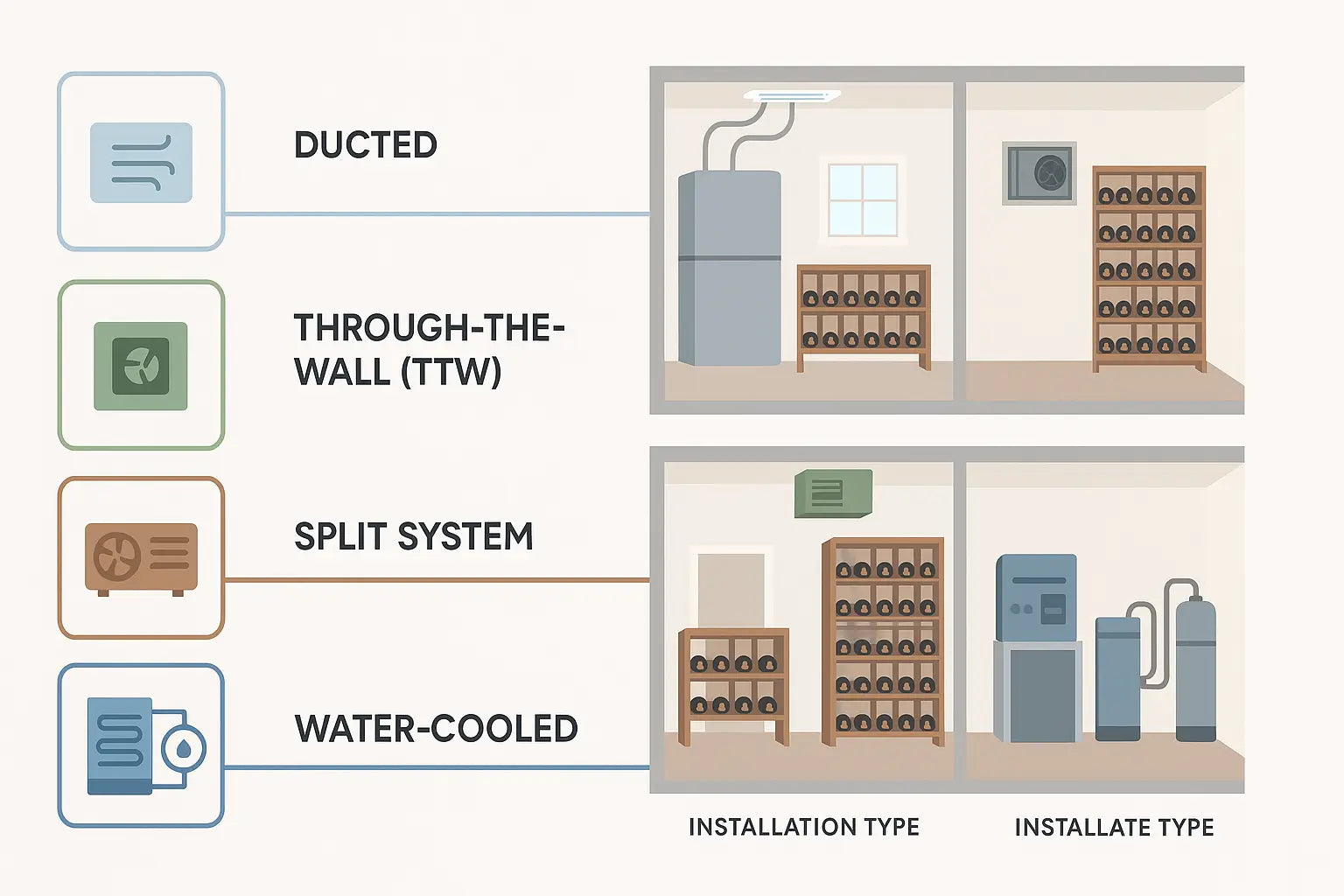 Comparison of Wine Guardian and CellarPro wine cooling system installation options