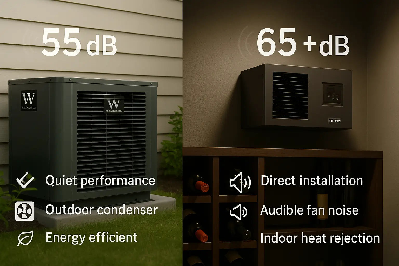 Noise and energy comparison between Wine Guardian and CellarPro systems