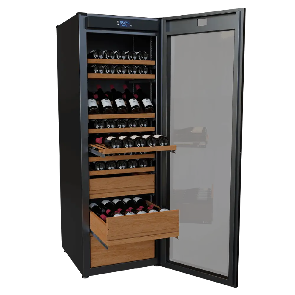 Wine Guardian Luxury Aficionado Style Multi-Zone Wine Refrigerator Shelves with Wine Bottles